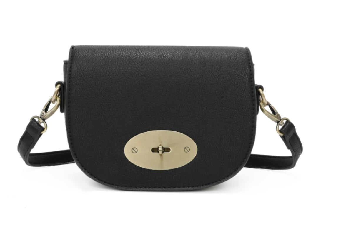 Small Crossbody Saddle Bag in Black