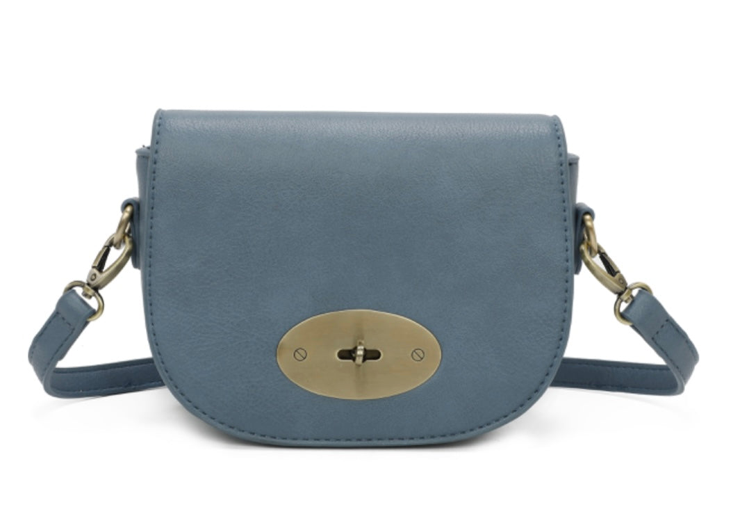 Small Crossbody Saddle Bag in Powder Blue