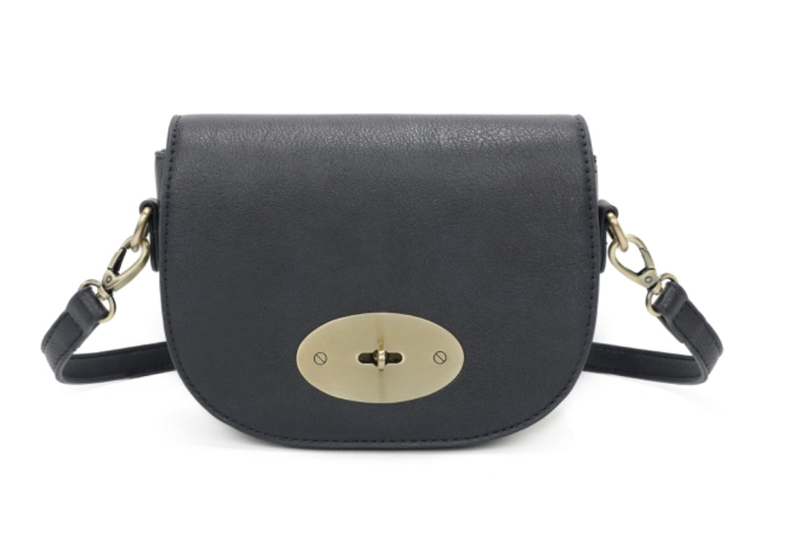 Small Crossbody Saddle Bag in Navy