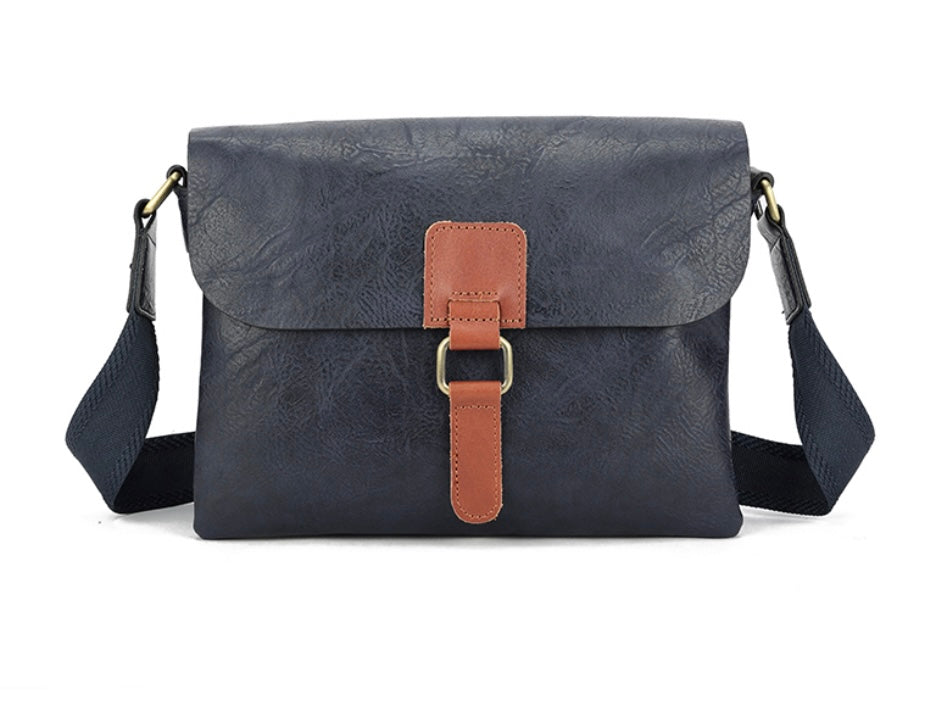 Soft Faux Leather Crossbody in Navy