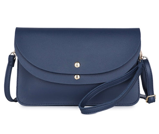 Double Fronted Clutch Bag in Navy Blue