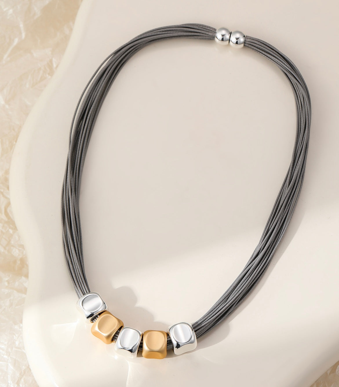 Silver Gold and Grey Necklace
