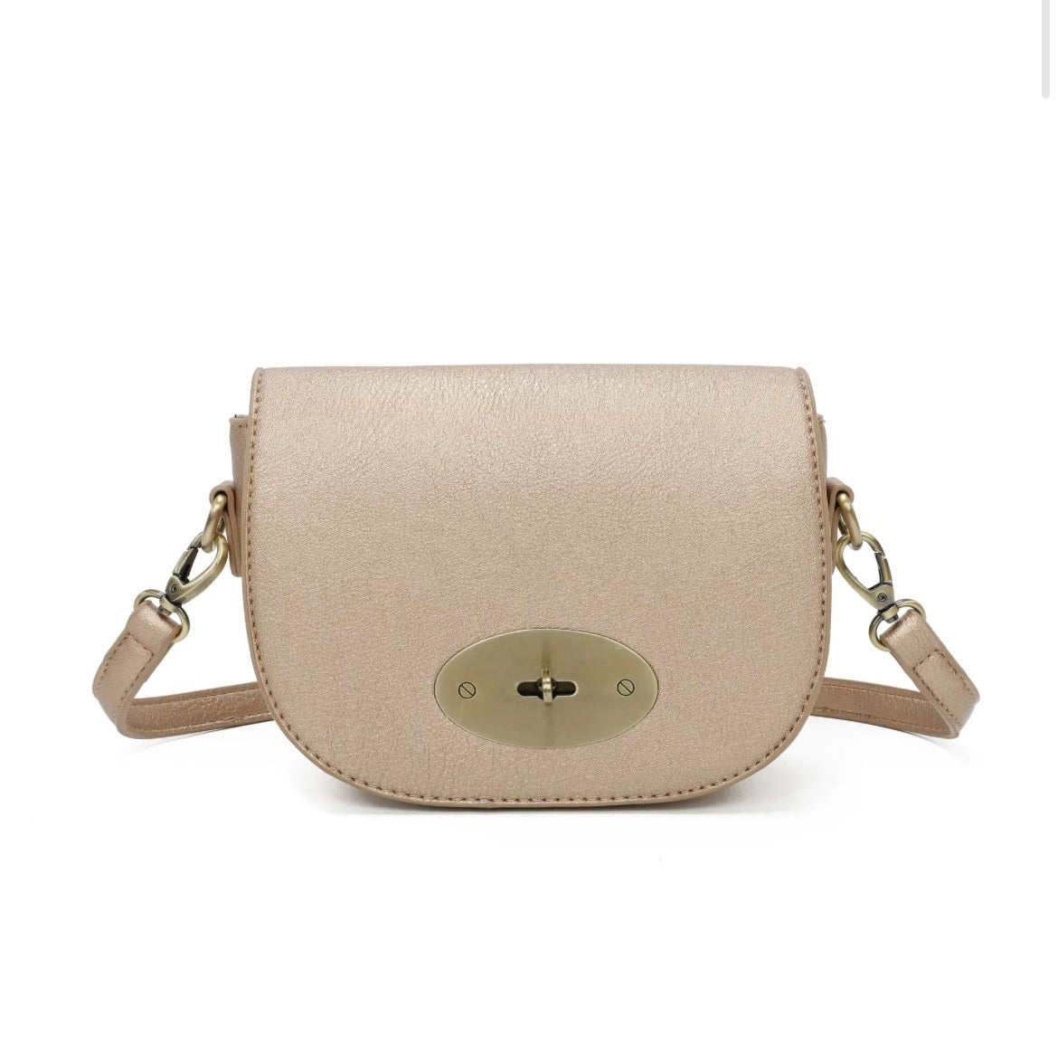 Small Crossbody Saddle Bag in Gold