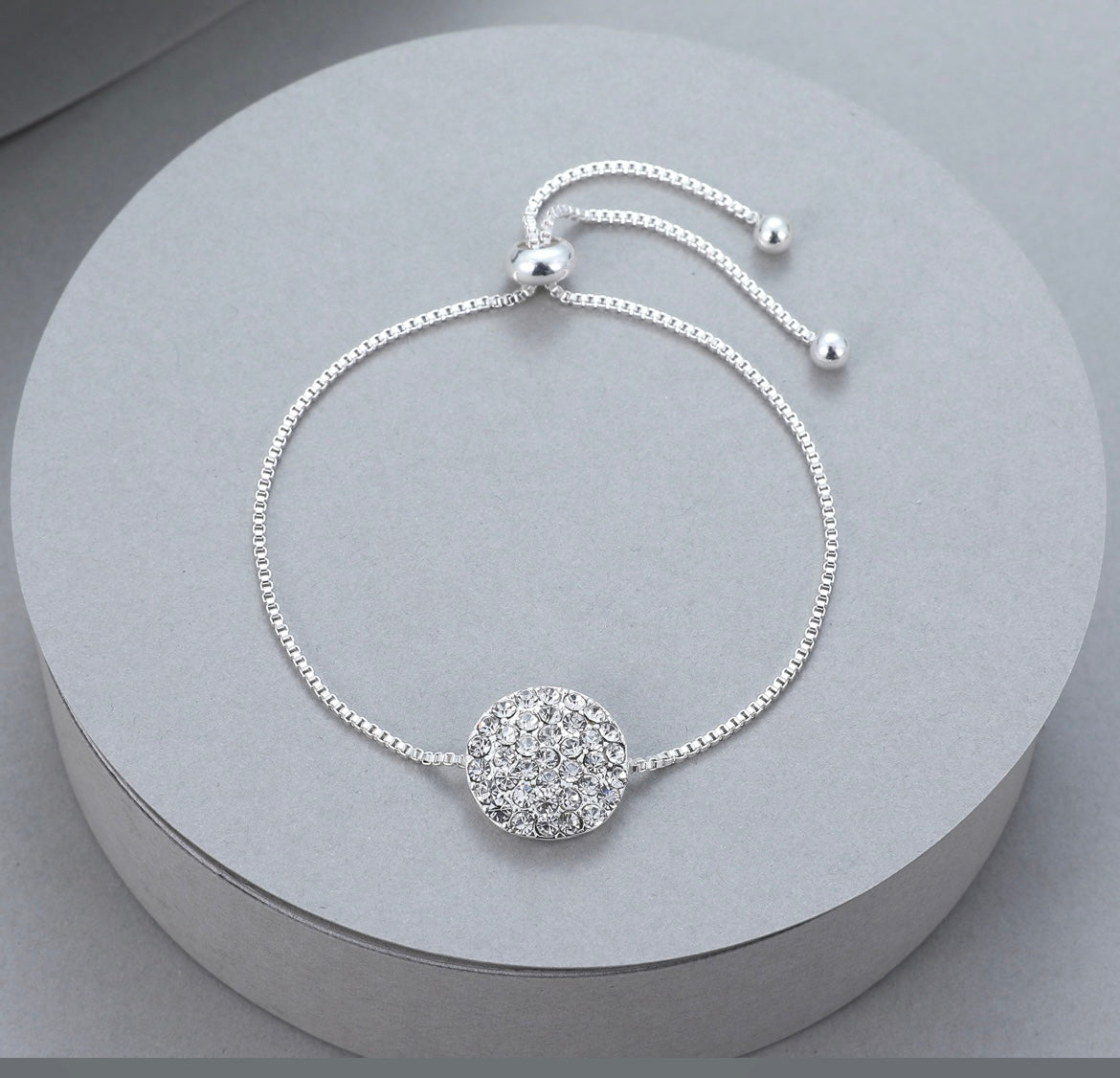 Silver Crystal Effect Drawstring Bracelet
