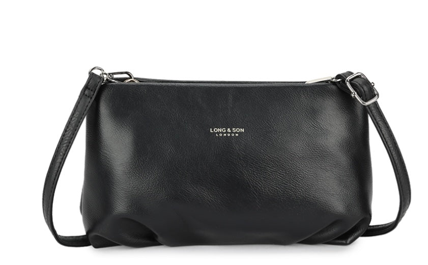 Soft Faux Leather Clutch Bag in Black