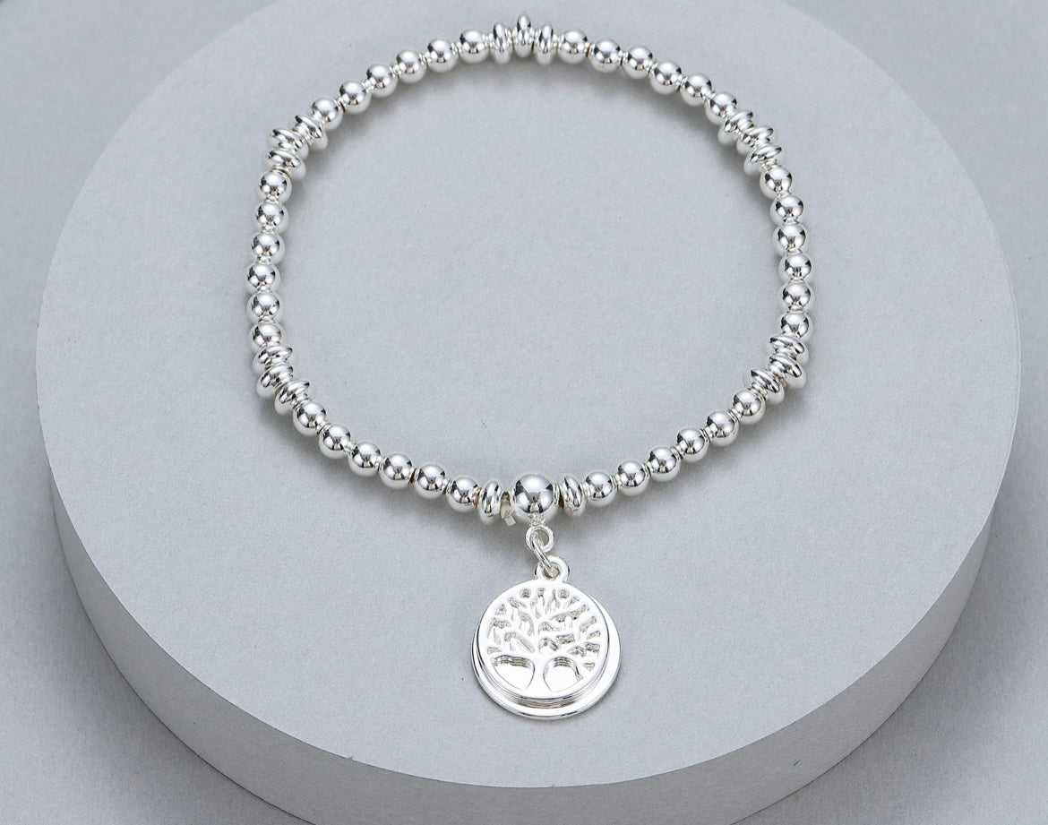 Silver Beaded Tree of Life Bracelet