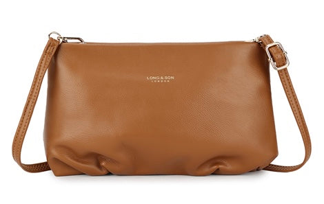 Soft Faux Leather Occasion Bag in Brown