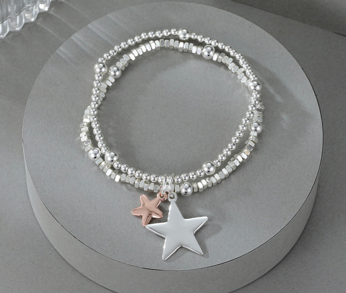 Silver Double Star Bracelet