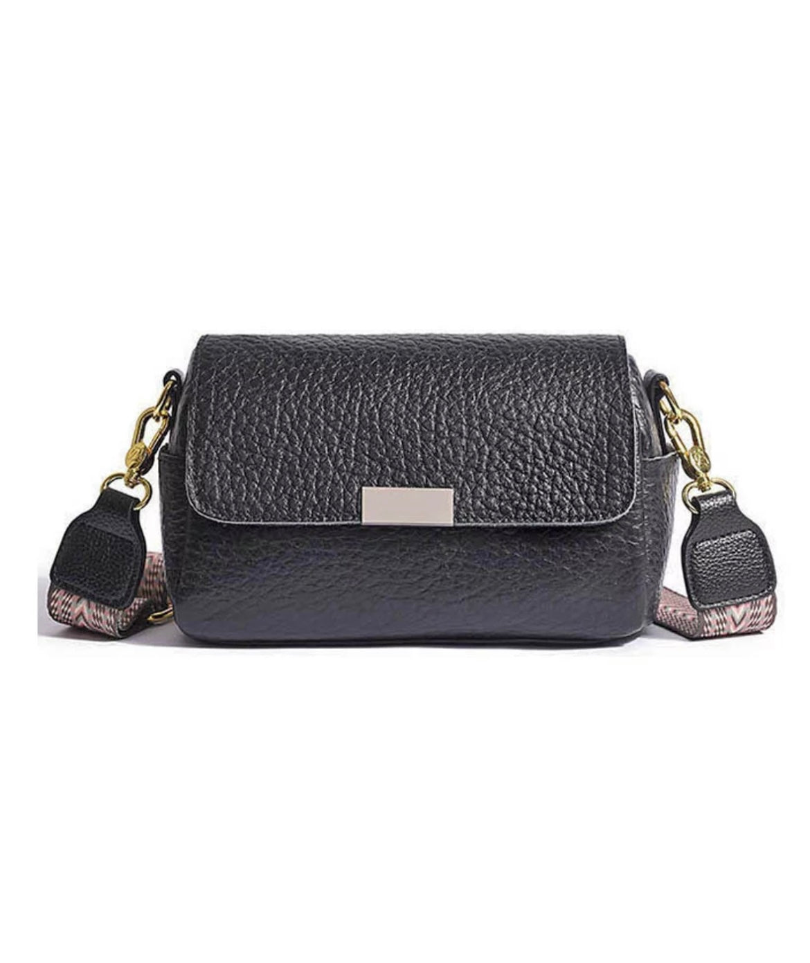 Leather Crossbody Bag in Black