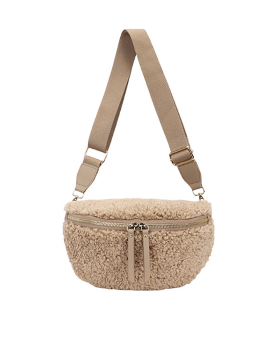 Fleece Sling Bag in Khaki