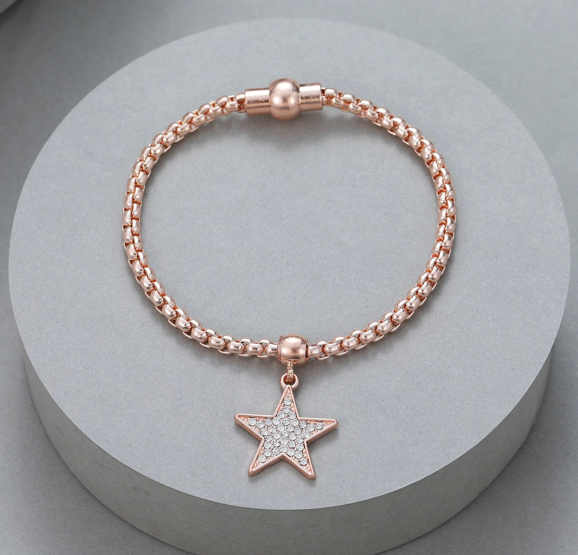 Rose Gold Diamante Star Bracelet