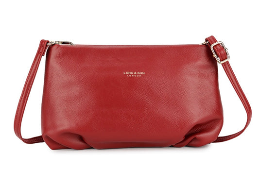 Soft Faux Leather Occasion Bag in Red