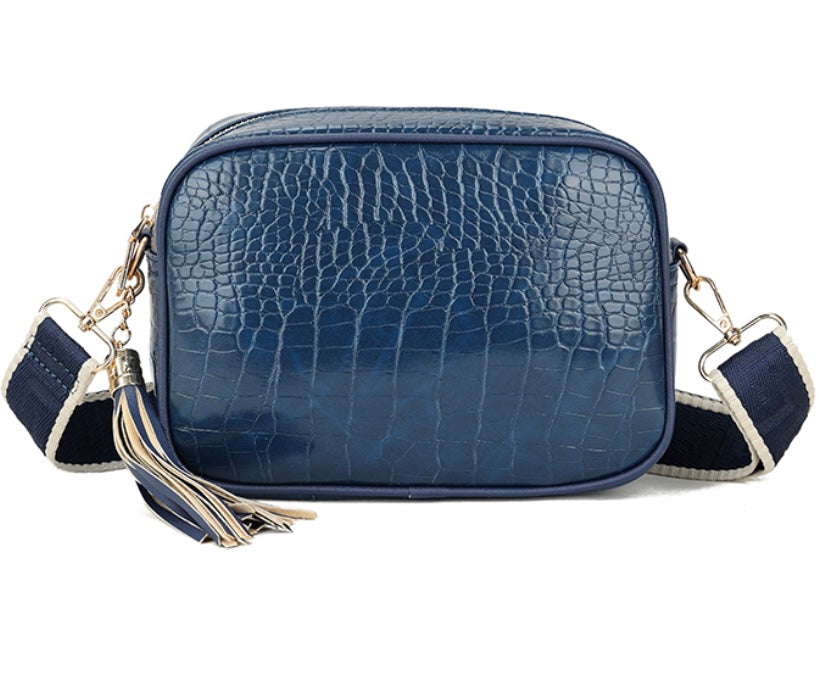 Camera Bag in Navy Faux Croc