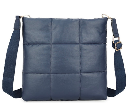 Square Cross Body Quilted Bag in Navy Blue