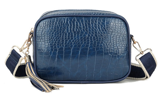 Camera Bag in Navy Faux Croc