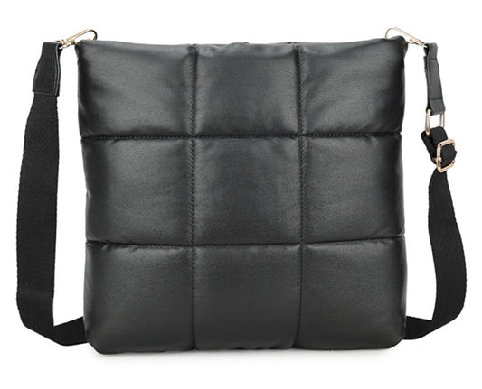 Square Cross Body Quilted Bag in Black