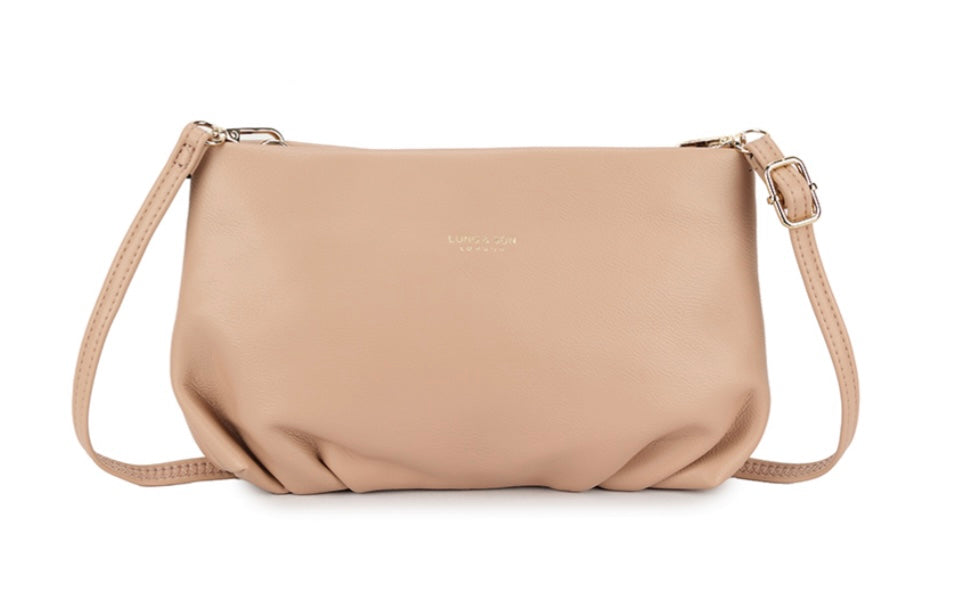 Soft Faux Leather Clutch Bag in Nude