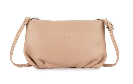 Soft Faux Leather Occasion Bag in Nude