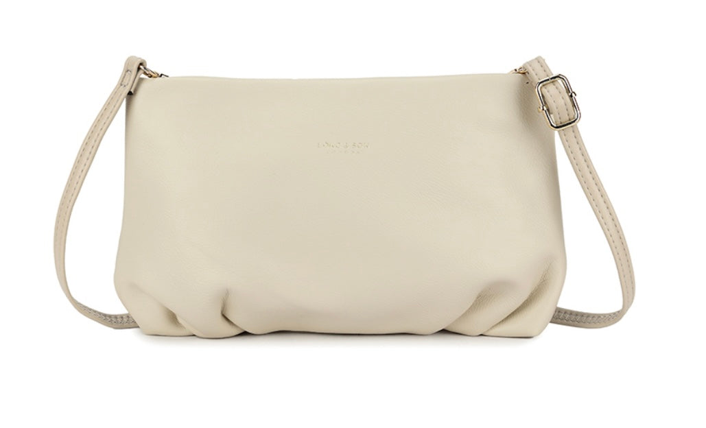 Soft Faux Leather Clutch Bag in Ivory White