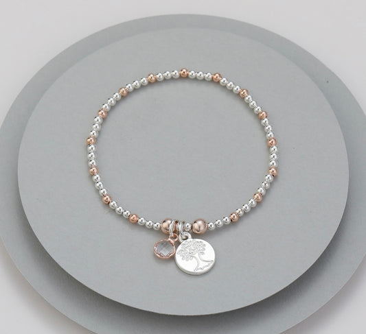 Silver and Rose Gold Tree of Life Bracelet