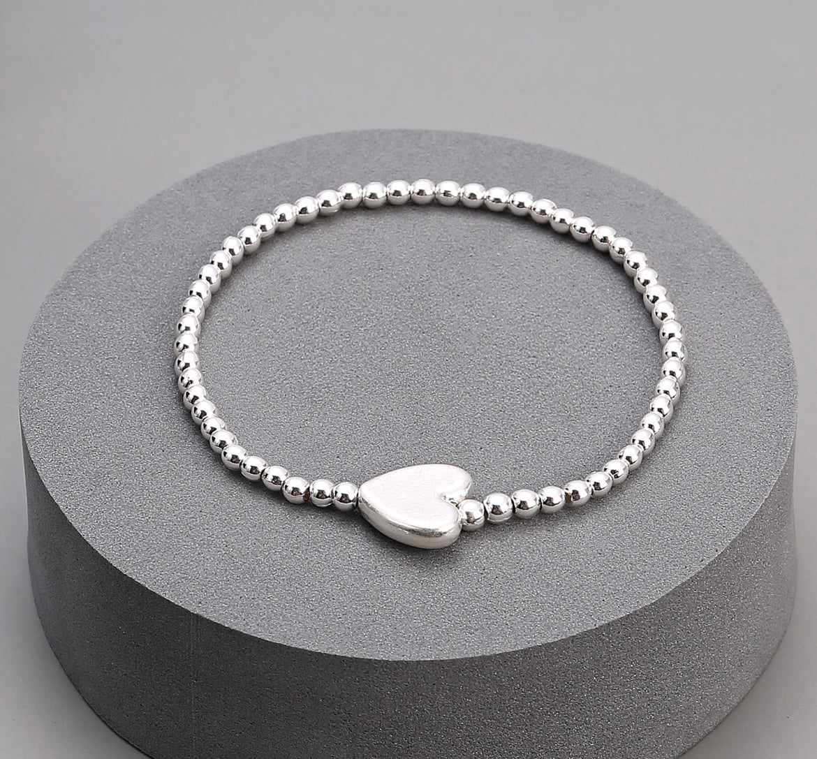 Silver Bracelet with Silver Heart