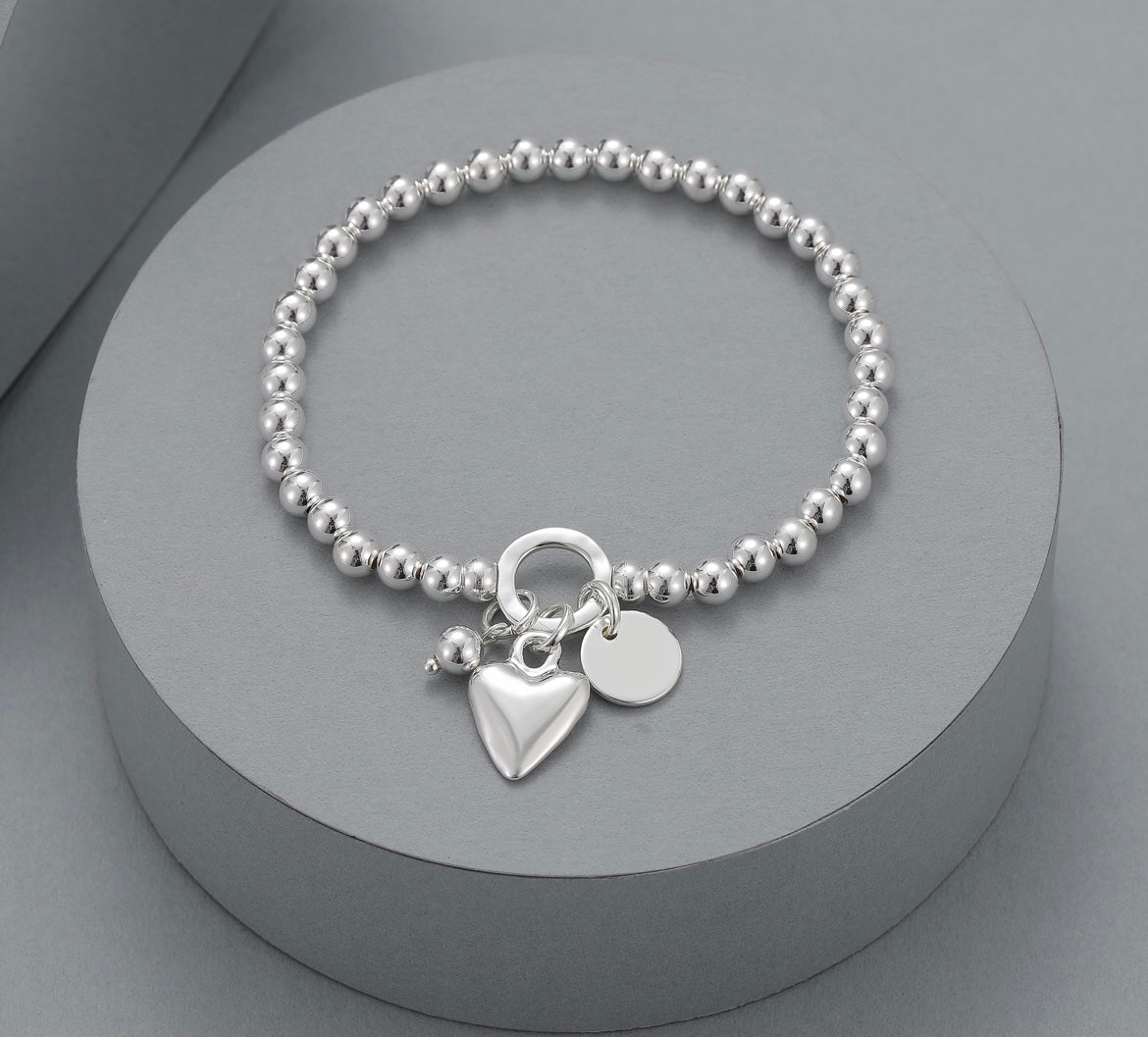 Silver Heart Tag Bracelet