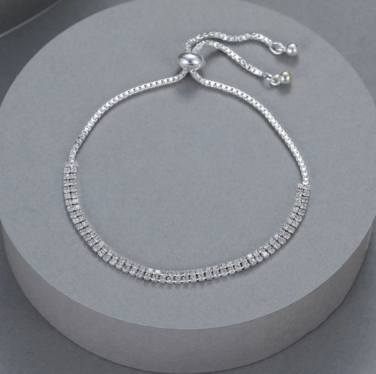 Delicate Drawstring Tennis Bracelet in Silver