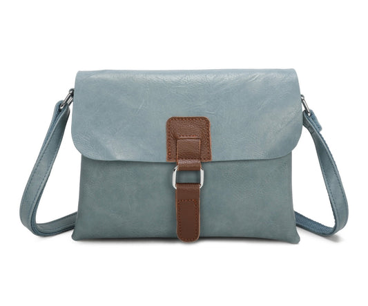 Cross Body Bag with Buckle in Powder Blue