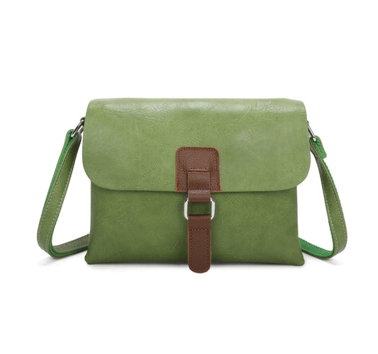 Cross Body Bag with Buckle in Green