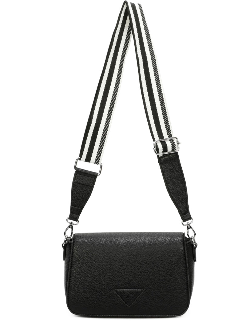 Foldover Front Cross Body in Black