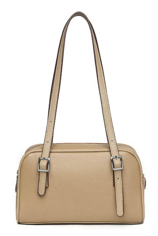 Leather Classic Shoulder Bag in Camel