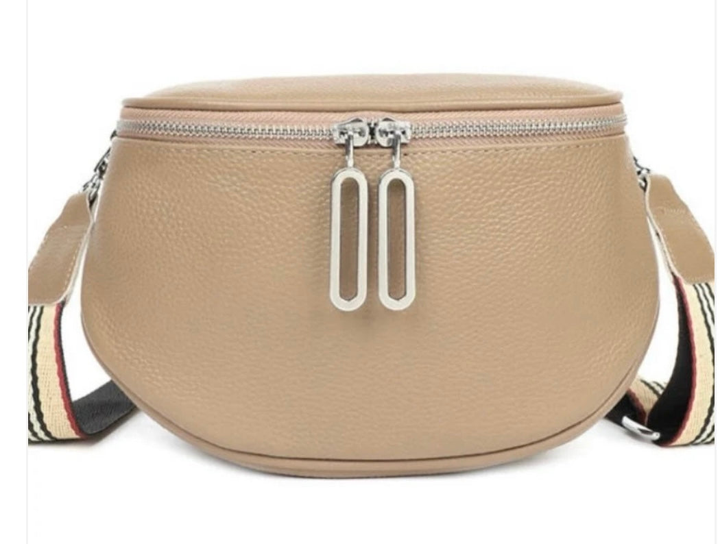 Leather Pouch Style Crossbody in Camel