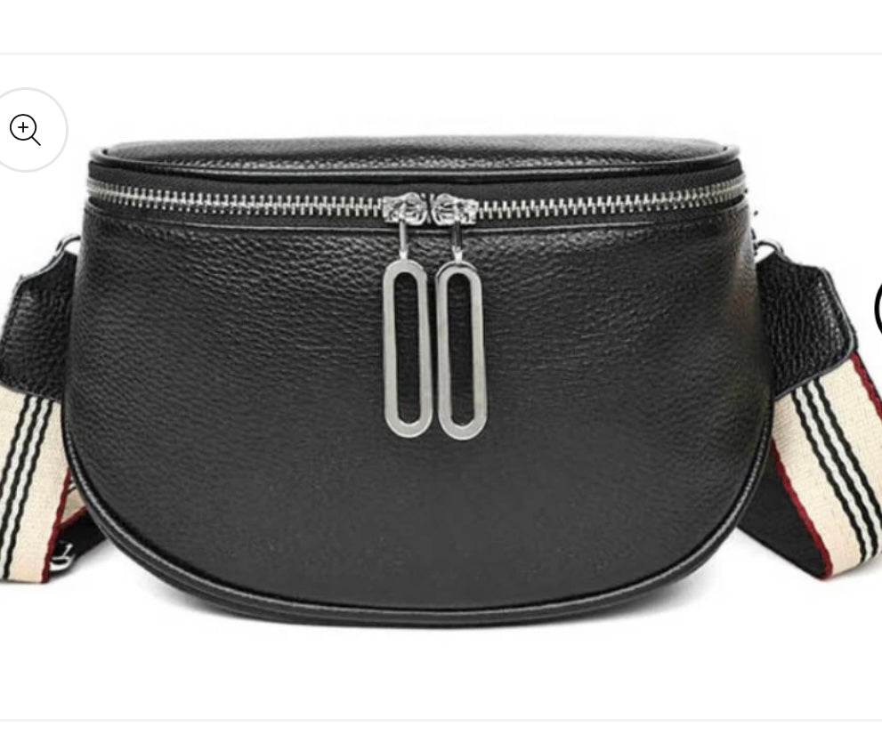 Leather Pouch Style Crossbody in Black