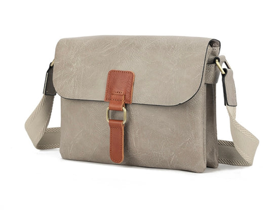 Soft Faux Leather Crossbody in Light Grey