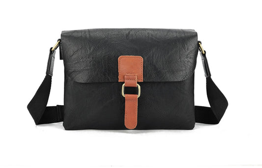 Soft Faux Leather Crossbody in Black