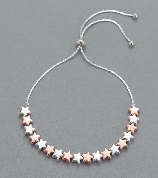Drawstring Star Bracelet in Silver and Rose Gold