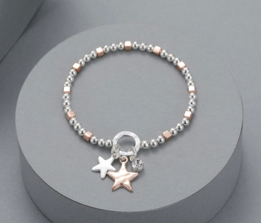 Silver and Rose Gold Bracelet with Stars
