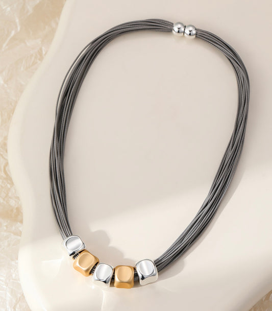 Silver Gold and Grey Necklace