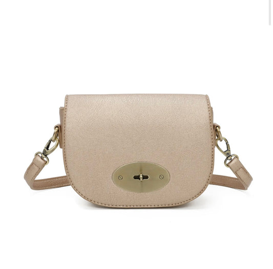 Small Crossbody Saddle Bag in Gold