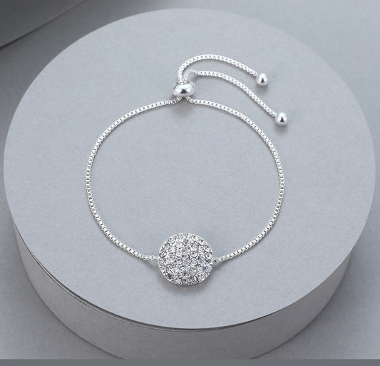 Silver Crystal Effect Drawstring Bracelet