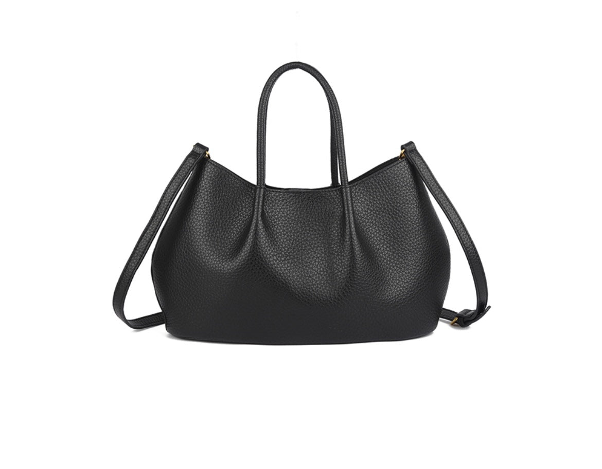 Classic Wide Grab/Shoulder Bag in Black