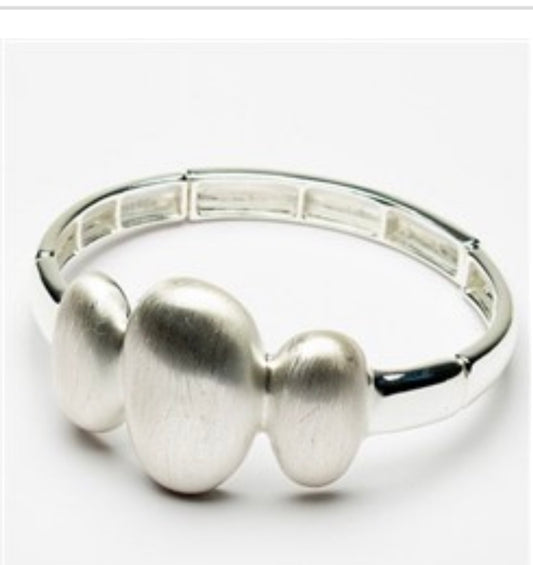 Silver Triple Oval Stretch Bangle