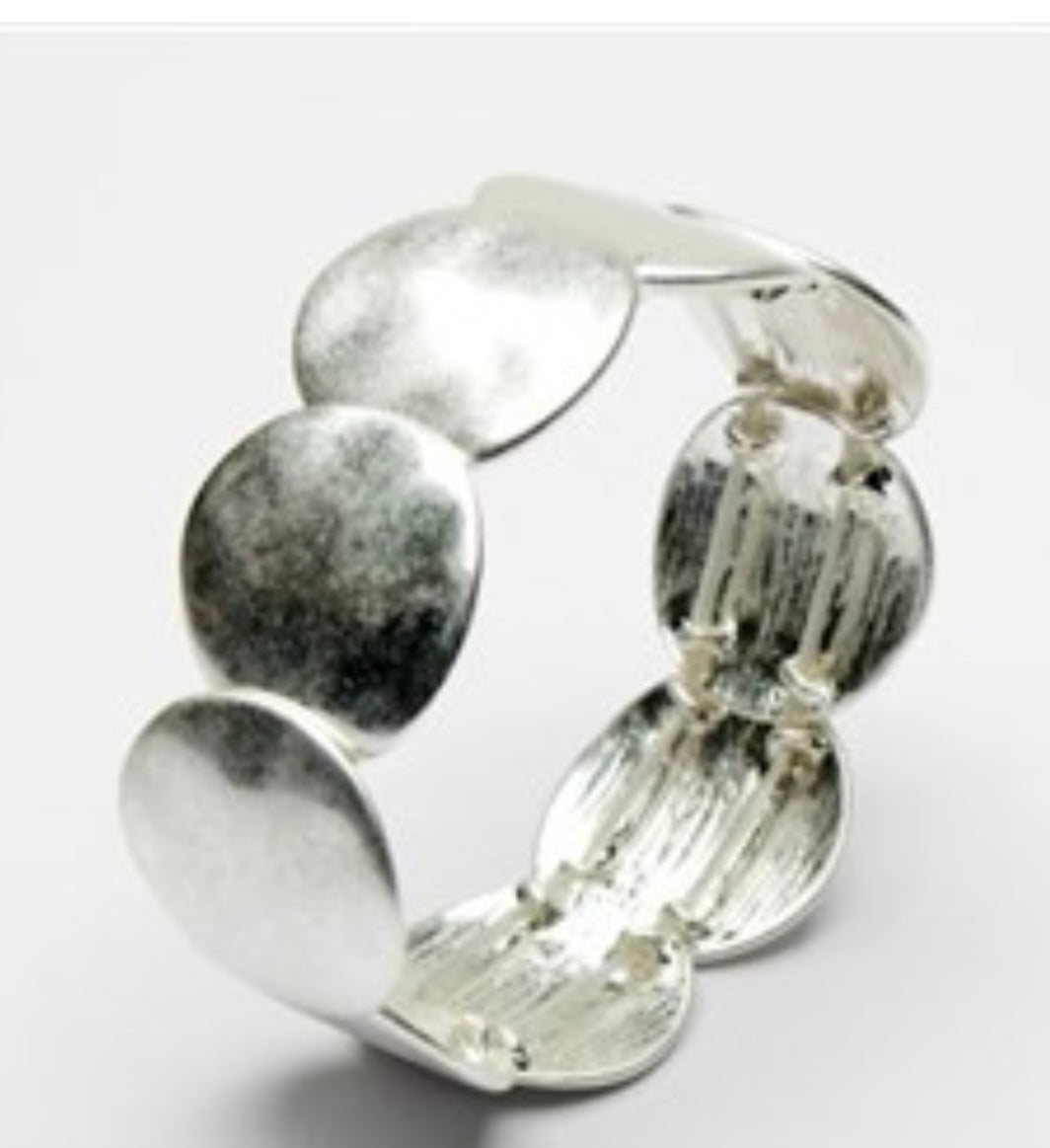 Silver Circular Link Stretch Bracelet