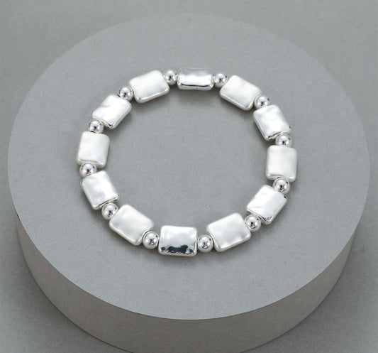 Silver Matt and Shiny Squares Bracelet