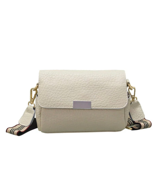 Leather Crossbody Bag in Beige