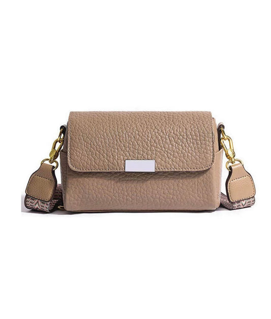 Leather Crossbody Bag in Camel