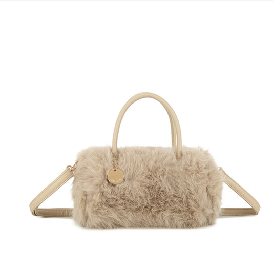 Faux Fur Grab Bag in Khaki