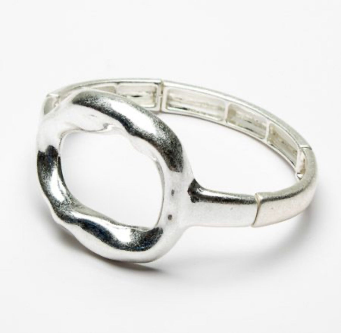 Silver Expanding Bracelet with Oval Decoration