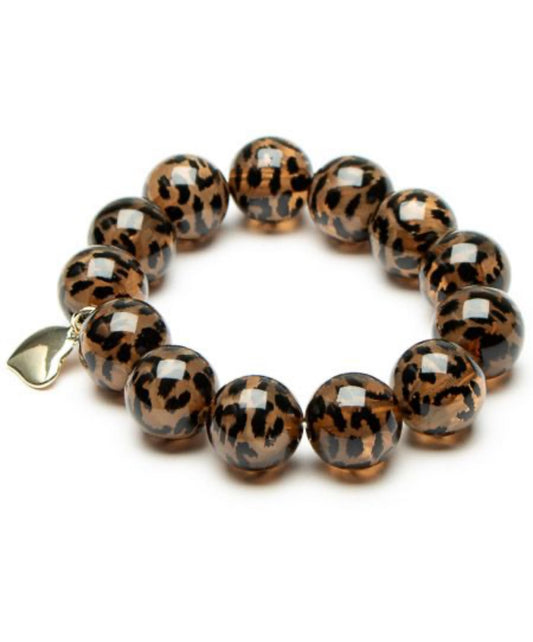 Circular Animal Print Beaded Bracelet