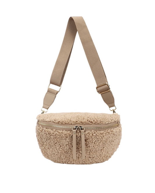 Fleece Sling Bag in Khaki